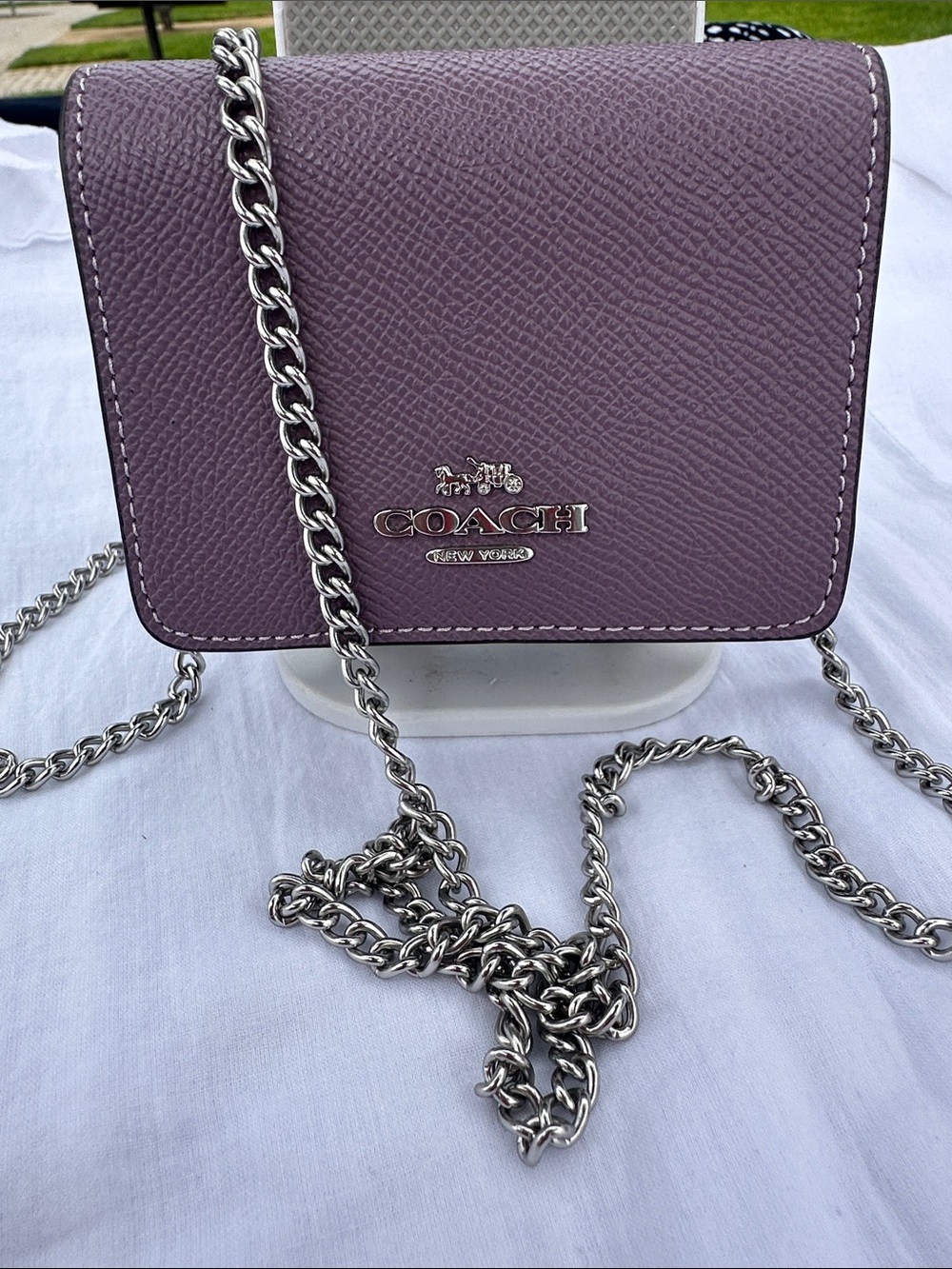 COACH Amethyst Crossbody Bag with Silver Chain